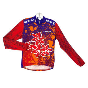 Vintage 90's Pearl Izumi Cycling Running Floral Paint Splatter Full Zip Medium